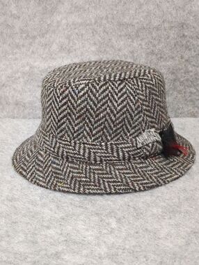 Hanna hats walking cap cross pattern Grey Black Wool Men's Hat Size XL